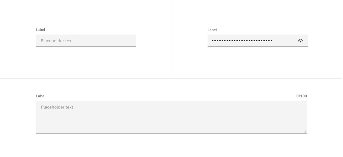 Example of text input types Example of text input types