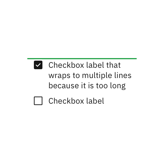 Do let text wrap beneath the checkbox so the control and label are top aligned. Do let text wrap beneath the checkbox so the control and label are top aligned.
