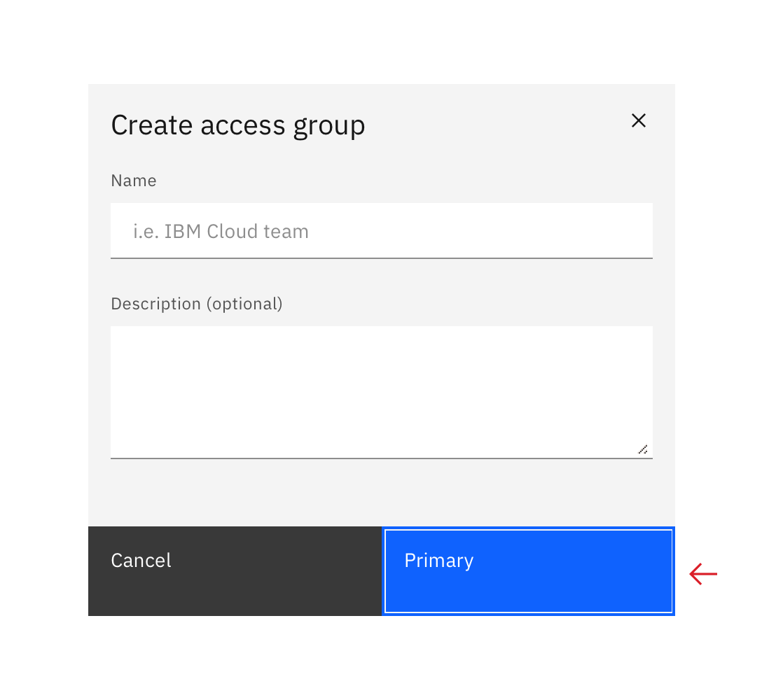 Don’t set the first focus on the dialog button if there are inputs or selection to be made in the dialog. Don’t set the first focus on the dialog button if there are inputs or selection to be made in the dialog.