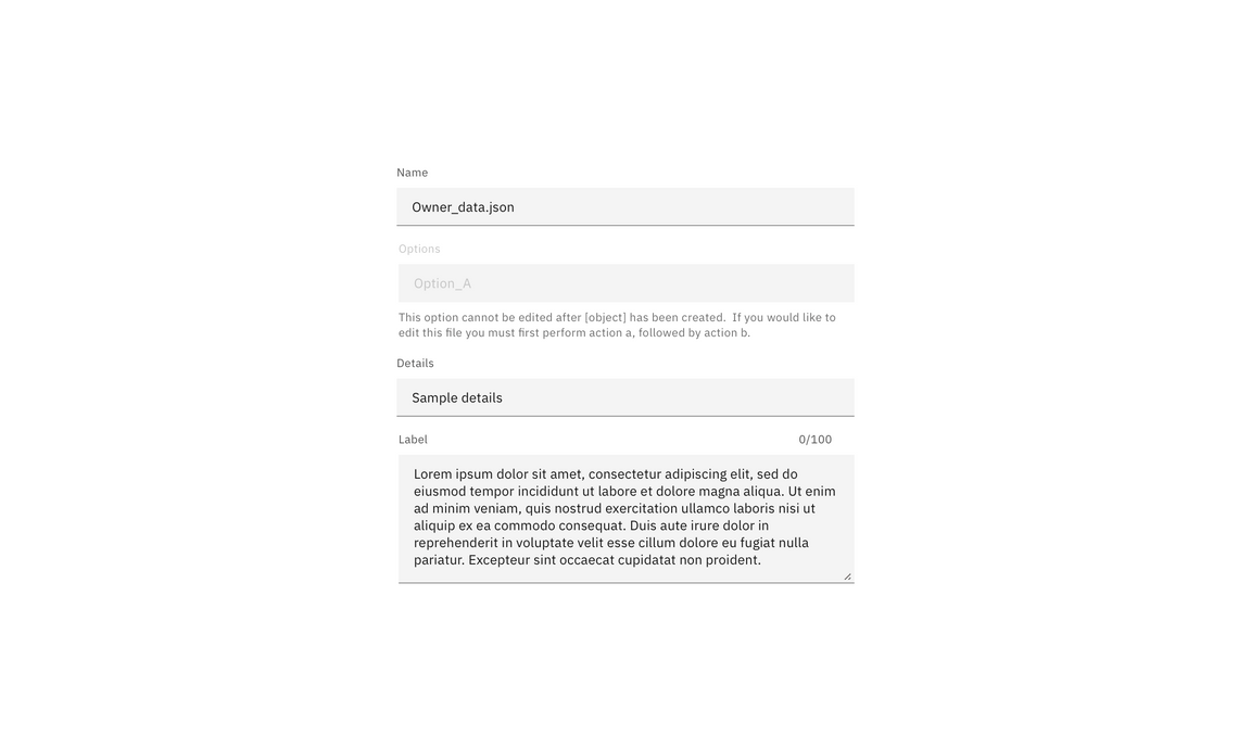 Example of a single non-editable field Example of a single non-editable field