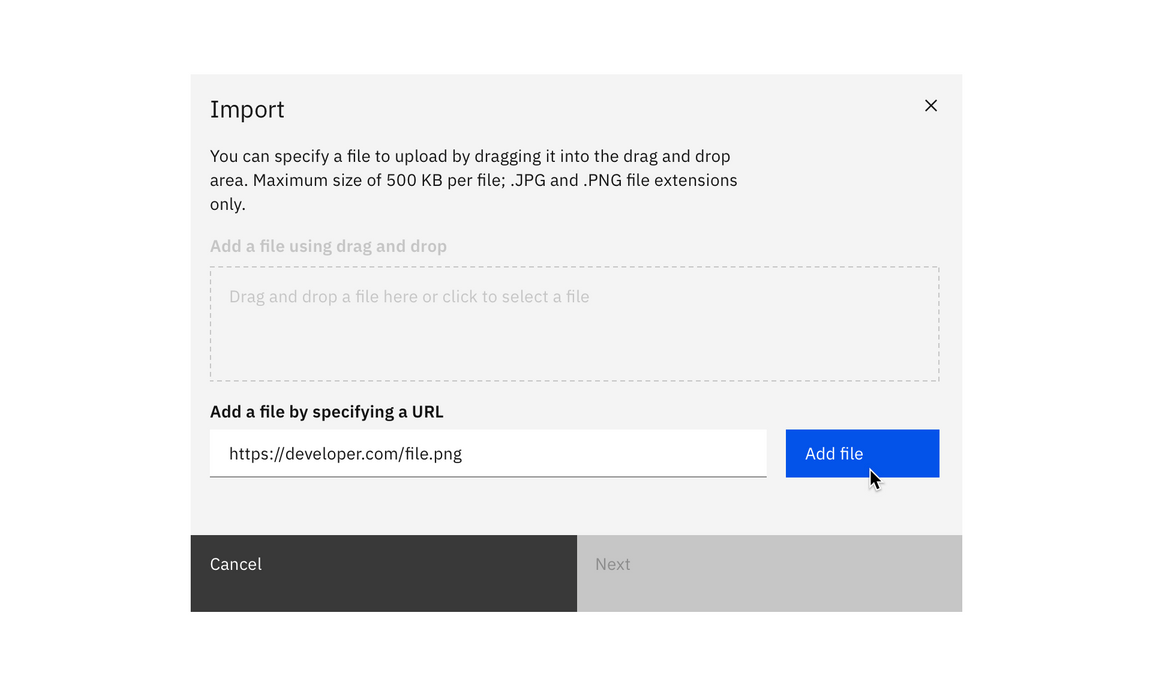Example of importing with a URL Example of importing with a URL