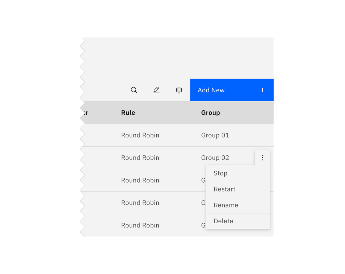 Overflow menu example Overflow menu example