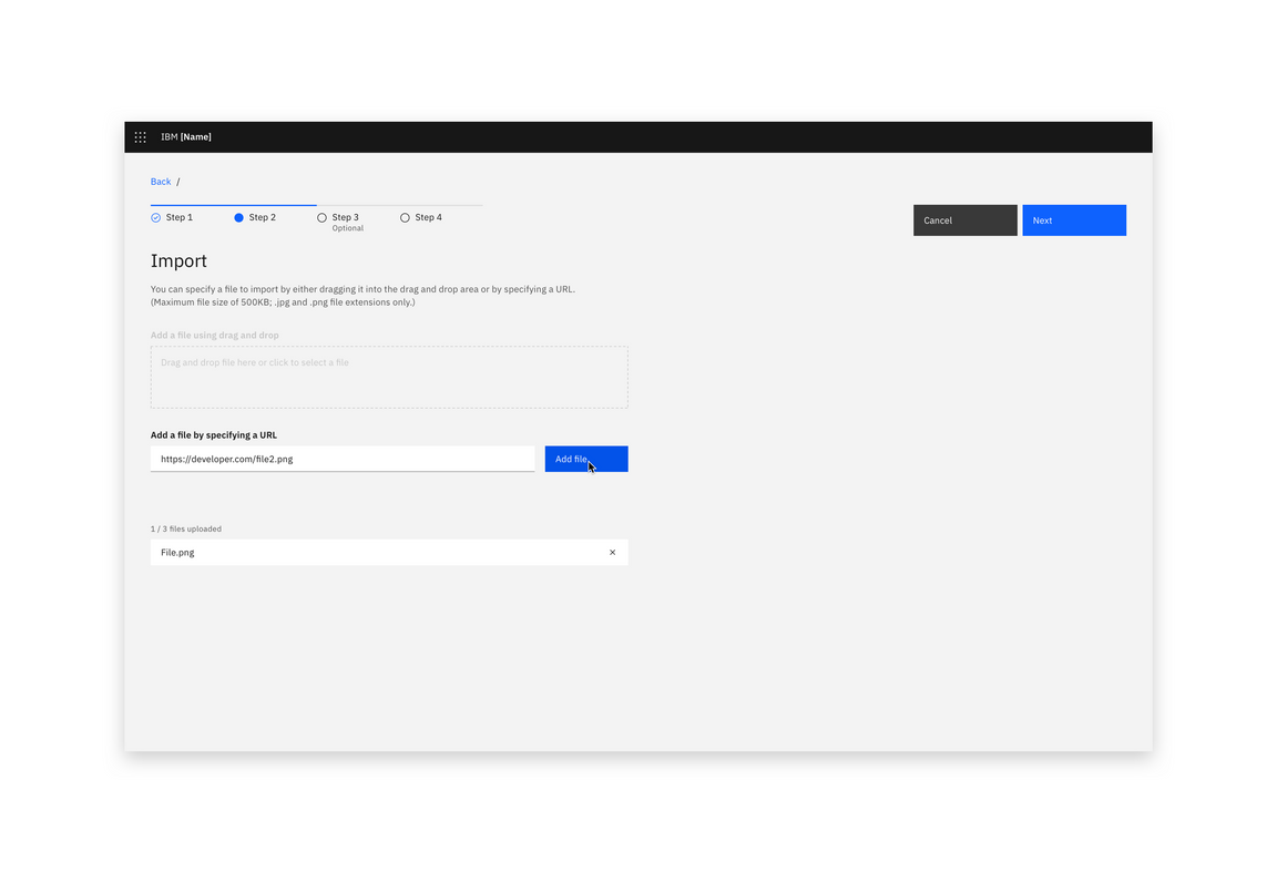 Example of importing with a URL Example of importing with a URL