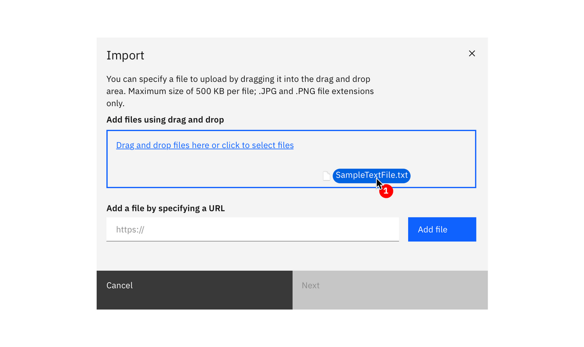 Example of drag and drop file import Example of drag and drop file import