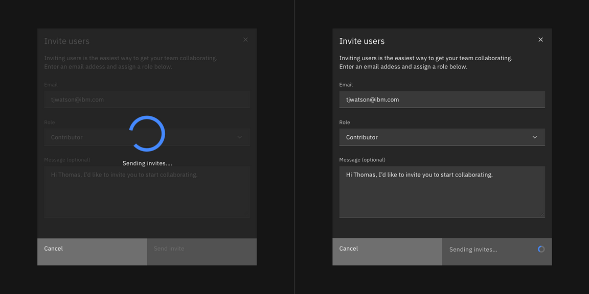 Modal loading options Modal loading options