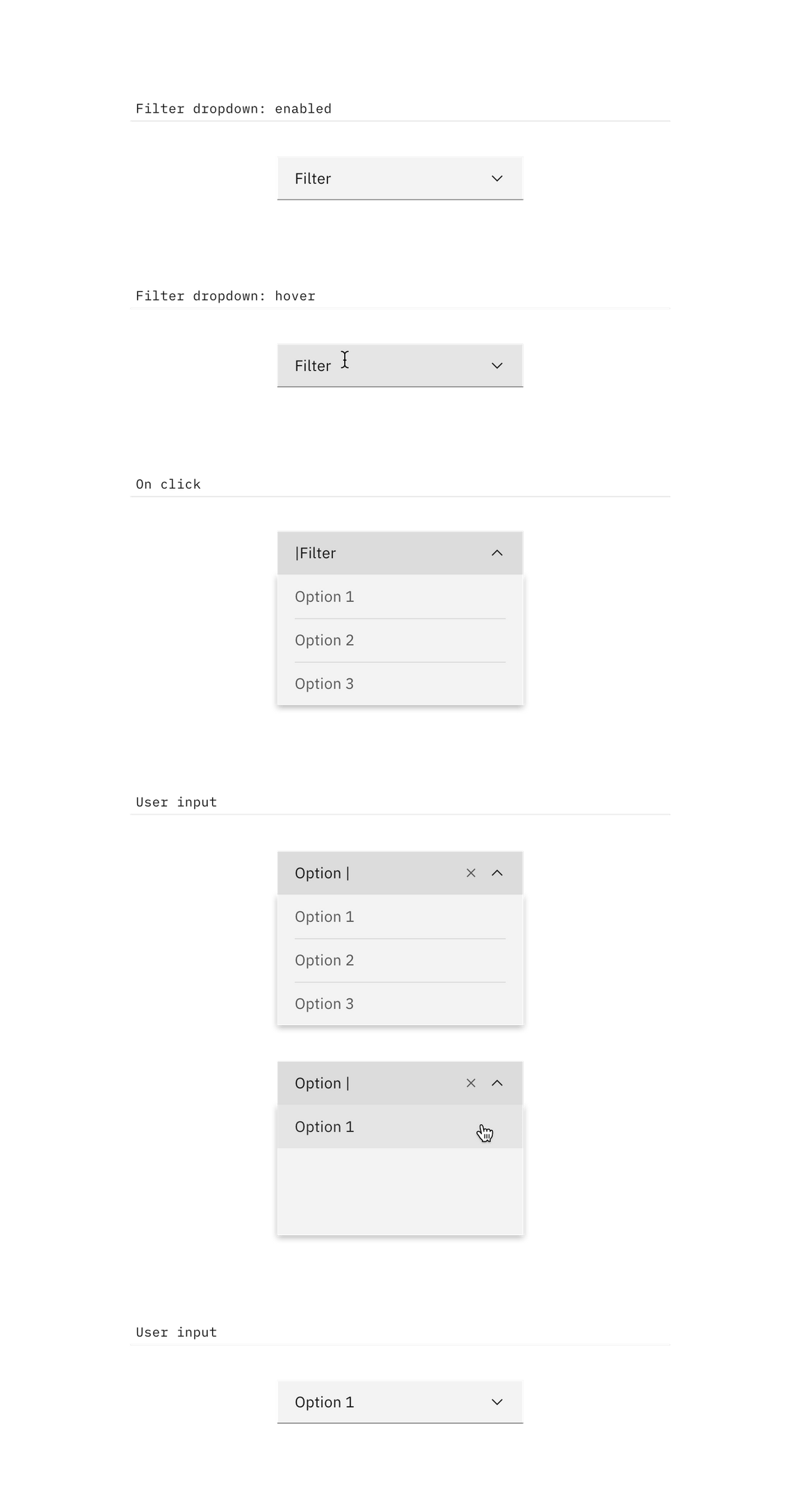 filter dropdown interactions filter dropdown interactions