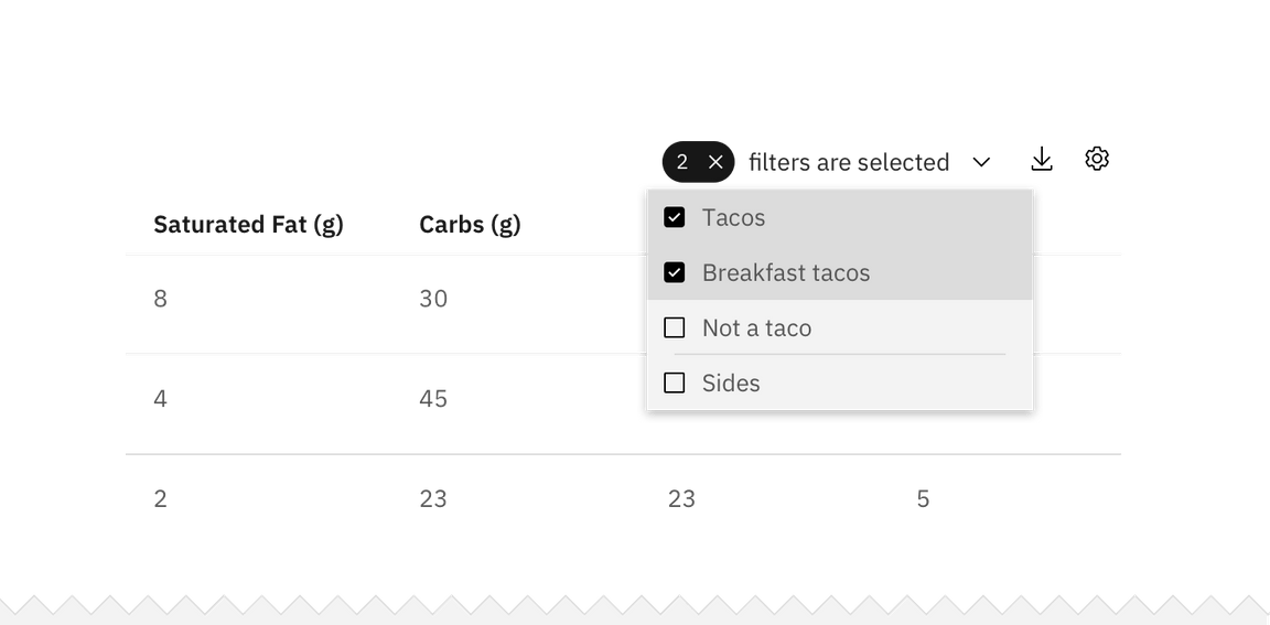Example of a milti-selection filter in a checkbox set Example of a milti-selection filter in a checkbox set