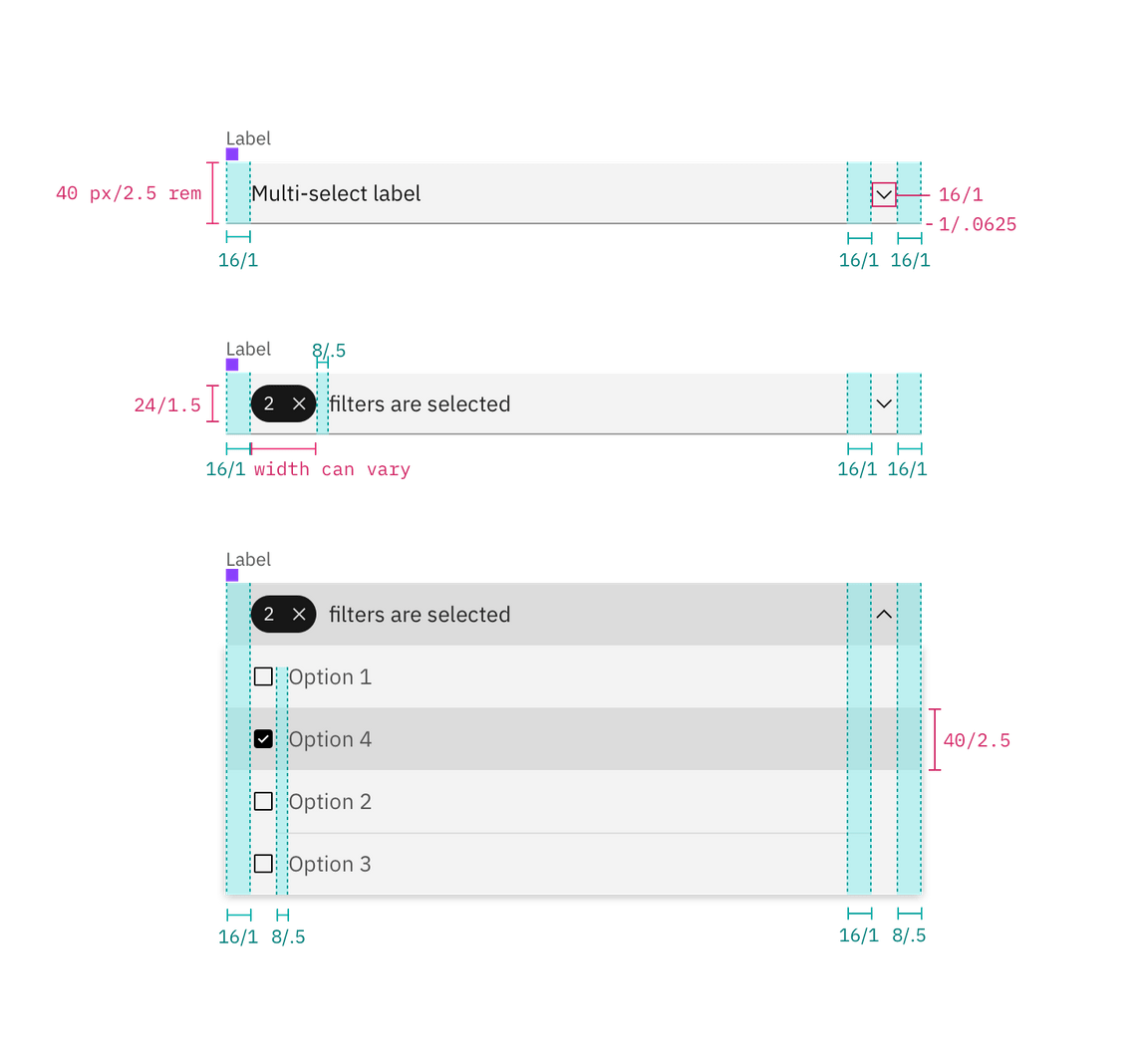 Structure and spacing for a multi-select dropdown Structure and spacing for a multi-select dropdown