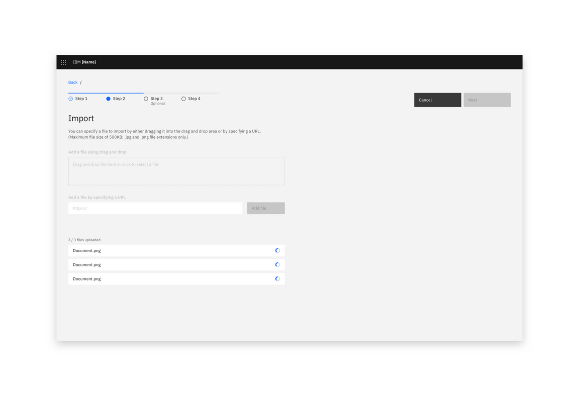 Example of files loading into the import dialog Example of files loading into the import dialog